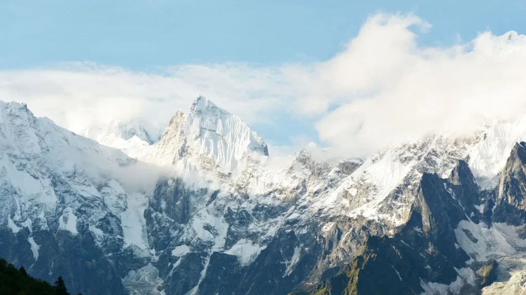 Mount Manaslu and Himalayan peaks on the Manaslu Circuit Trek Nepal