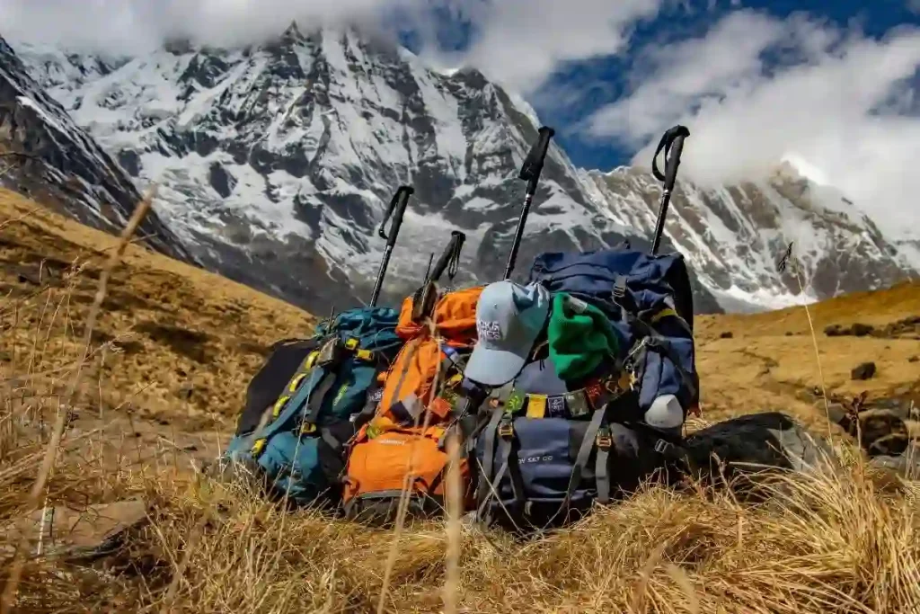 Trekking gear on the Annapurna Base Camp trail in Nepal
