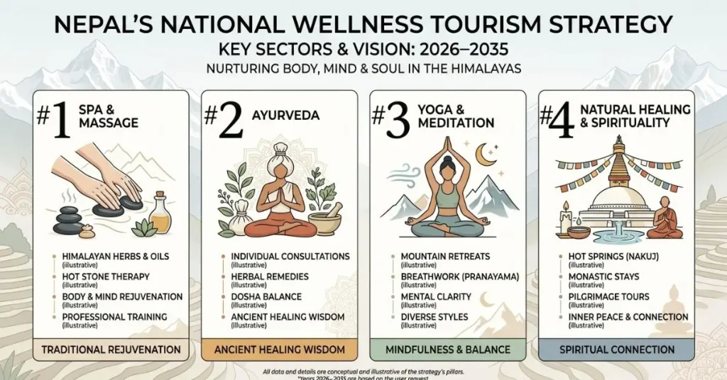 Nepal National Wellness Tourism Strategy 2026–2035 and its four core sectors