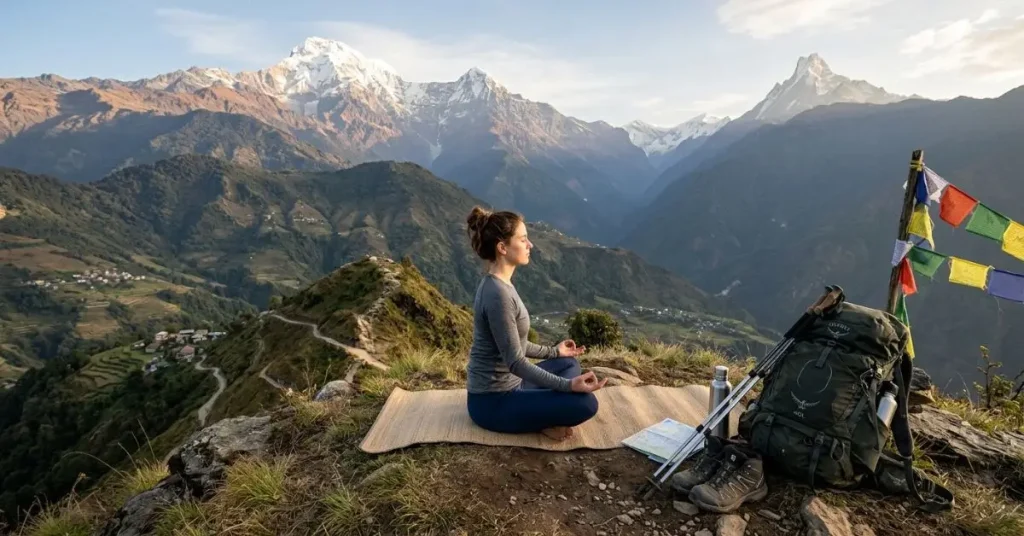 Nepal wellness tourism combined with trekking and adventure travel in the Himalayas